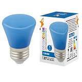 Лампа декоративная светодиодная (UL-00005639) Volpe E27 1W синяя матовая LED-D45-1W/BLUE/E27/FR/С BELL