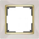 Рамка Snabb на 1 пост слоновая кость/золото WL03-Frame-01-ivory/GD 4690389083860