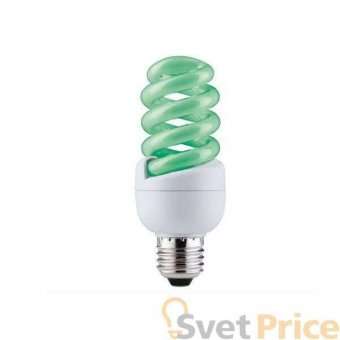 Лампа энергосберегающая Е27 15W спираль зеленая 88089