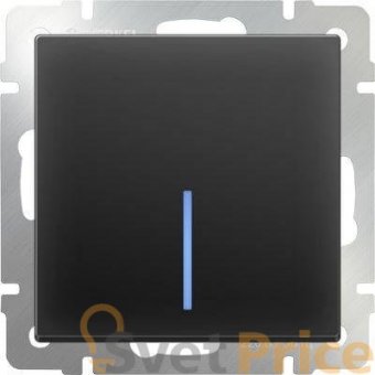 Выключатель одноклавишный с подсветкой черный матовый WL08-SW-1G-LED 4690389054174