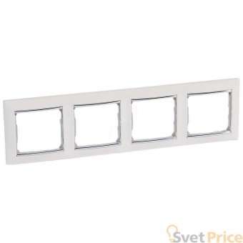 Рамка 4-постовая Legrand Valena белая/серебряный штрих 770494