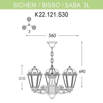 Уличный подвесной светильник Fumagalli Sichem/Saba 3L K22.120.S30.BXF1R