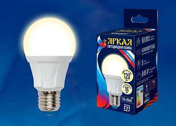 Лампа светодиодная (UL-00005033) Uniel E27 16W 3000K матовая LED-A60 16W/3000K/E27/FR PLP01WH