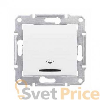 Выключатель кнопочный с синей подсветкой Свет Schneider Electric Sedna 10A 250V SDN1800121