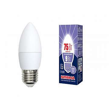 Лампа светодиодная (UL-00003805) E27 9W 6500K матовая LED-C37-9W/DW/E27/FR/NR