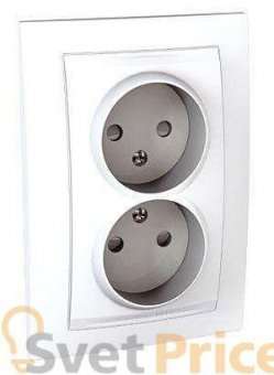 Розетка двойная Schneider Electric Unica б/з со шторками 10A 250V MGU23.063.18D