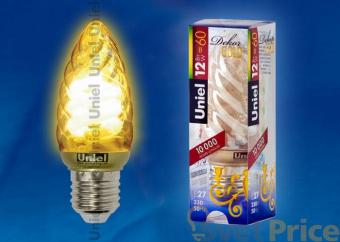 Лампа энергосберегающая (03862) E27 12W Gold свеча витая золотая ESL-C21-T12/GOLD/E27