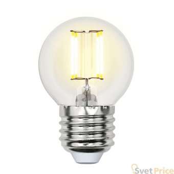 Лампа светодиодная филаментная (UL-00002203) Uniel E27 6W 3000K прозрачная LED-G45-6W/WW/E27/CL GLA01TR