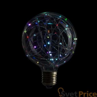 Лампа светодиодная филаментная E27 1,5W RGB прозрачная 057-073