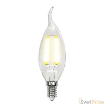 Лампа светодиодная филаментная (UL-00002229) Uniel E14 6W 4000K прозрачная LED-CW35-6W/NW/E14/CL GLA01TR