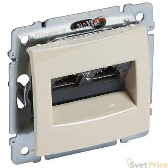 Розетка компьютерная 2хRJ45 Legrand Galea Valena STP 10 GIGA слоновая кость 774173