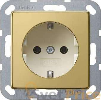 Розетка Gira System 55 Schuko с/з 16A 250V безвинтовой зажим латунь/кремовый 0188614