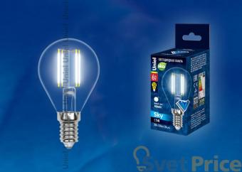 Лампа светодиодная (UL-00001371) E14 6W 4000K шар прозрачный LED-G45-6W/NW/E14/CL PLS02WH