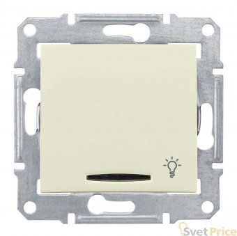 Выключатель кнопочный с синей подсветкой Свет Schneider Electric Sedna 10A 250V SDN1800147