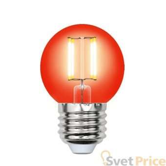 Лампа светодиодная филаментная (UL-00002986) Uniel E27 5W красный LED-G45-5W/RED/E27 GLA02RD