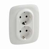 Розетка двойная Legrand Valena Allure 16A 250V с/з со шторками безвинтовой зажим белая 753726