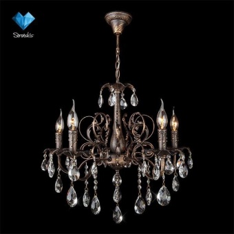 Подвесная люстра Eurosvet 3113/5 черный с золотом/прозрачный хрусталь Strotskis