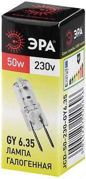 Лампа галогенная ЭРА GY6.35 50W 2700K прозрачная GY6.35-JCD-50W-230V