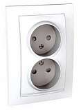 Розетка двойная Schneider Electric Unica б/з со шторками 10A 250V MGU23.063.18D