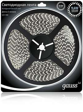 Светодиодная лента Gauss 5M холодный белый 9,6W IP66 311000310