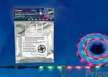 Светодиодная лента Uniel (UL-00001859) 10M ULS-F20-5050-30LED/m-10mm-IP65-DC12V-7,2W/m-10M-RGB Smart