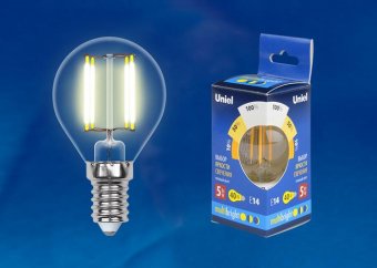 Лампа светодиодная филаментная E14 5W 3000K прозрачная LED-G45-5W/WW/E14/CL/MB GLM10TR