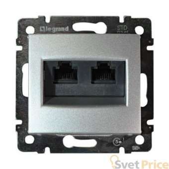 Розетка компьютерная 2хRJ45 Legrand Valena 5e кат UTP с захватами алюминий 770231