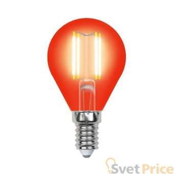 Лампа светодиодная филаментная (UL-00002985) Uniel E14 5W красный LED-G45-5W/RED/E14 GLA02RD