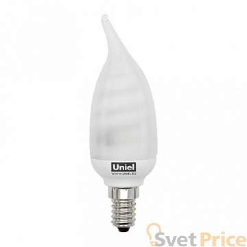 Лампа энергосберегающая Uniel (00704) E14 11W 2700K свеча на ветру матовая ESL-C11-W11/2700/E14