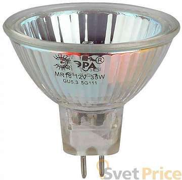Лампа галогенная ЭРА GU5.3 50W 3000K прозрачная GU5.3-MR16-50W-12V-CL