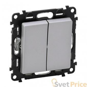 Переключатель двухклавишный Legrand Valena Life 10А 250В алюминий 752608