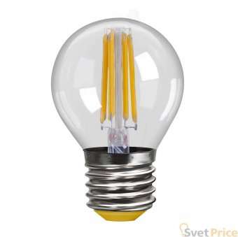 Лампа светодиодная филаментная Voltega E27 4W 2800К шар прозрачный VG10-G1E27warm4W-F 7010