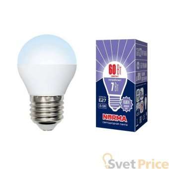 Лампа светодиодная (UL-00003821) E27 7W 6500K матовая LED-G45-7W/DW/E27/FR/NR