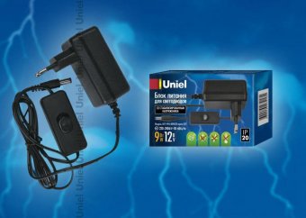 Блок питания с вилкой и кабелем (08533) Uniel 12V IP20 UET-VPA-009A20