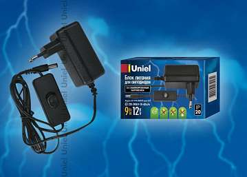 Блок питания с вилкой и кабелем (08533) Uniel 12V IP20 UET-VPA-009A20