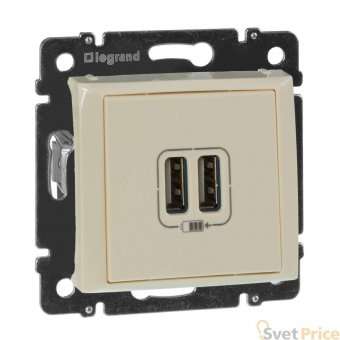 Розетка USB двойная Legrand Valena 240V/5V 2400mA слоновая кость 774170