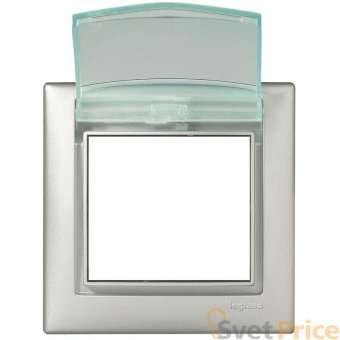 Рамка 1-постовая Legrand Valena с крышкой алюминий 770150