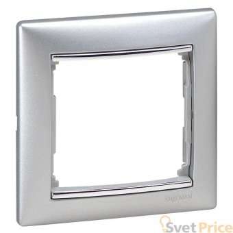 Рамка 1-постовая Legrand Valena алюминий/серебряный штрих 770351