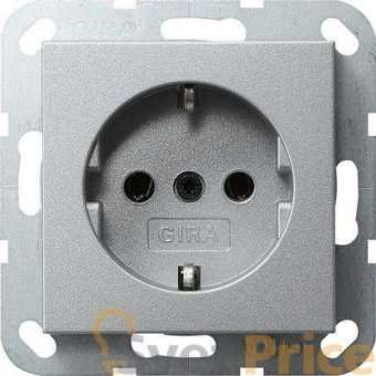 Розетка Gira System 55 Schuko с/з 16A 250V безвинтовой зажим алюминий 018826