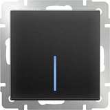 Выключатель одноклавишный с подсветкой черный матовый WL08-SW-1G-LED 4690389054174