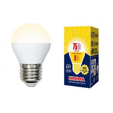 Лампа светодиодная (UL-00003829) E27 9W 3000K матовая LED-G45-9W/WW/E27/FR/NR