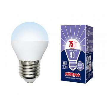 Лампа светодиодная (UL-00003827) E27 9W 6500K матовая LED-G45-9W/DW/E27/FR/NR