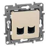 Розетка компьютерная 2хRJ45 Legrand Etika 6 кат UTP слоновая кость 672354
