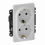 Розетка двойная Legrand Valena Life 16A 250V с/з безвинтовой зажим белая 753127