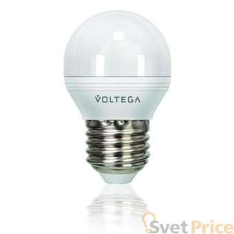 Лампа светодиодная диммируемая Voltega E27 6W 4000К матовая VG2-G2E27cold6W-D 5496