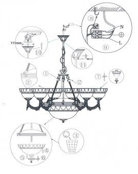 Подвесная люстра Odeon Light Palacio 1992/9