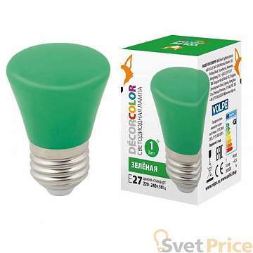 Лампа декоративная светодиодная (UL-00005640) Volpe E27 1W зеленая матовая LED-D45-1W/GREEN/E27/FR/С BELL
