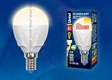Лампа светодиодная (UL-00000694) E14 6W 3000K шар матовый LED-G45-6W/WW/E14/FR/DIM PLP01WH