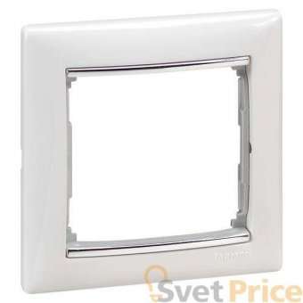 Рамка 1-постовая Legrand Valena белая/серебряный штрих 770491