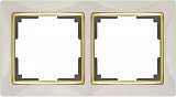 Рамка Snabb на 2 поста слоновая кость/золото WL03-Frame-02-ivory/GD 4690389083891